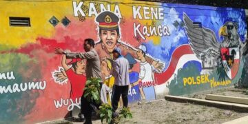 Ajak pemilih pemula sukseskan pemilukada, Kapolsek Plemahan ajak pelajar mural pemilu damai dan tolak hoax