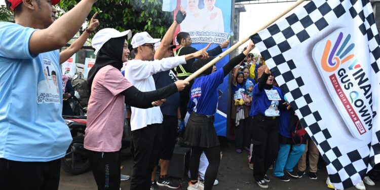 Gaungkan Hidup Sehat warga Kota Kediri, Vinanda – Gus Qowim Gelar Fun Run di Kampanye Akbar