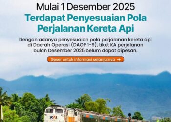 KAI Daop 7 Madiun Lakukan Penyesuaian Jadwal dan Pola Perjalanan KA Mulai Awal Desember