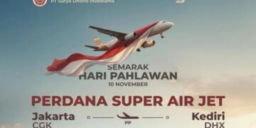 Moment Hari Pahlawan Tandai Penerbangan Perdana Super Air Ket Kediri – Jakarta di Bandara Dhoho Kediri