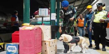 Cegah Peredaran Narkoba Saat Nataru, KAI Daop 7 Madiun Lakukan Inspeksi KA Parcel dengan K9